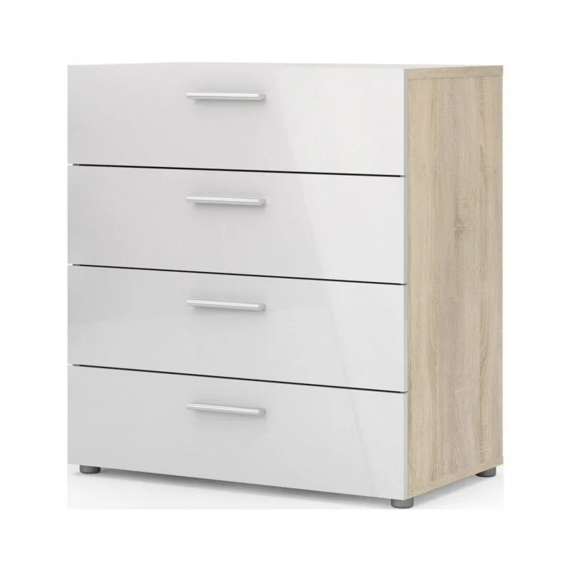 Loft 4 Drawer Chest, Oak Structure/White High Gloss - Image 3