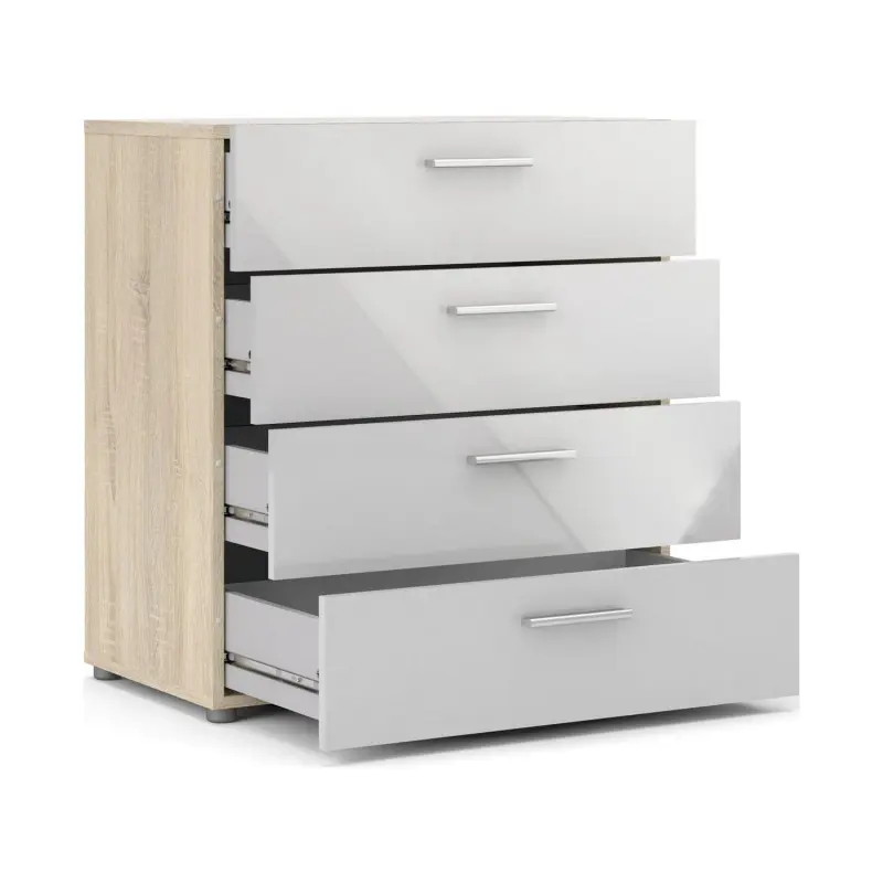 Loft 4 Drawer Chest, Oak Structure/White High Gloss - Image 9
