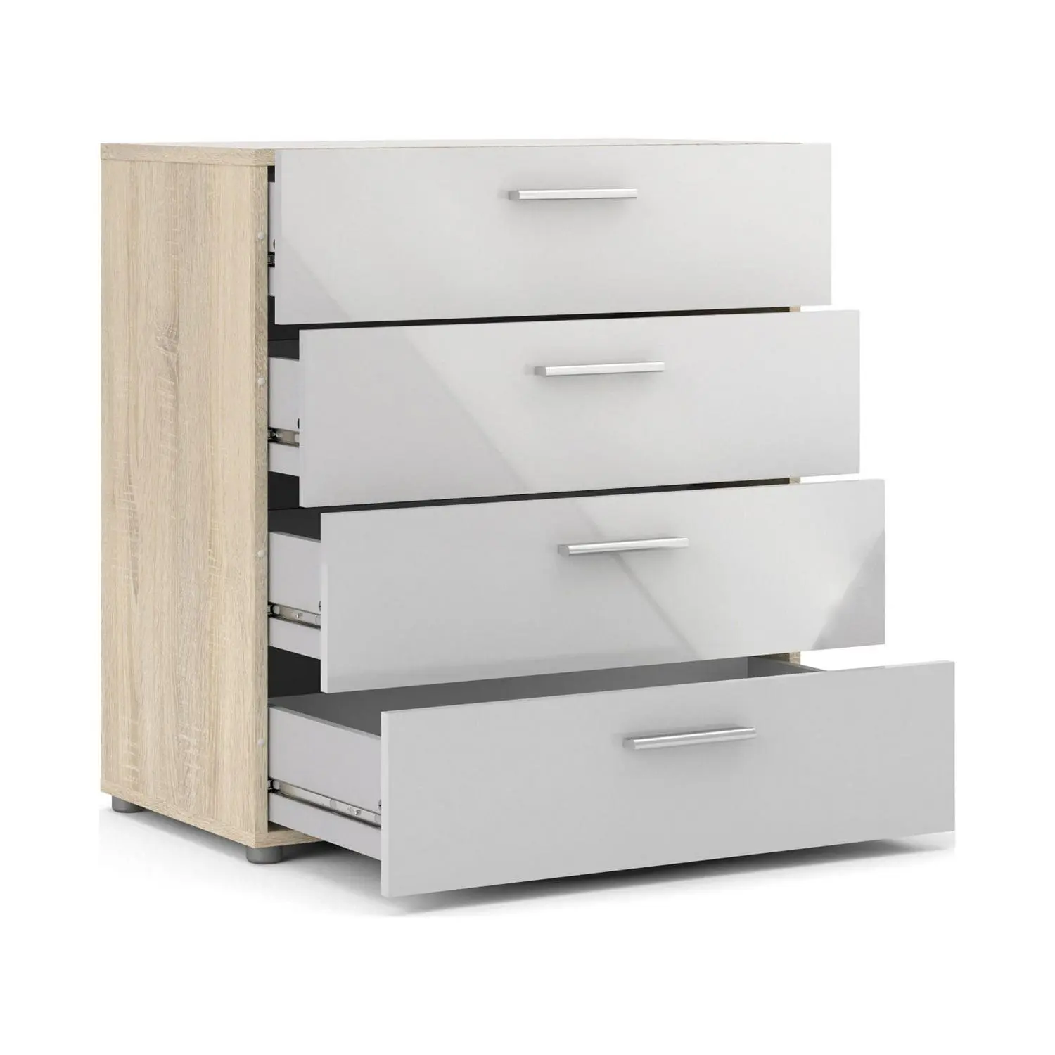 Loft 4 Drawer Chest, Oak Structure/White High Gloss 9 Loft 4 Drawer Chest, Oak Structure/White High Gloss - Image 9