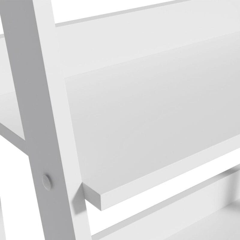 Madesa Modern 5-Tier Ladder Shelf Pantry Storage Space 24 Inch Wooden Free Standing Bookshelf Utility Shelves for Home Office Study Room and Kitchen - White - Image 2