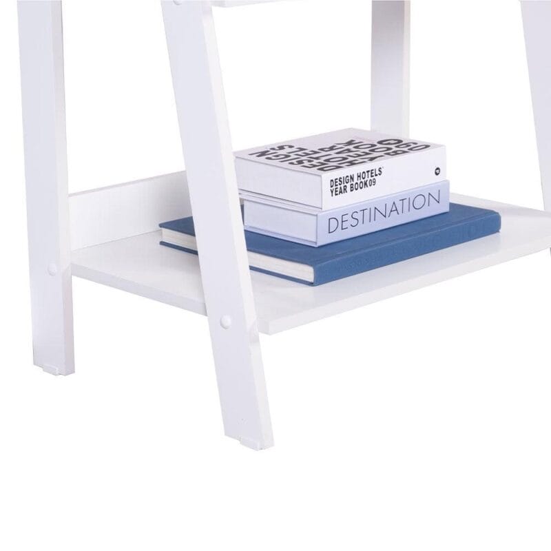 Madesa Modern 5-Tier Ladder Shelf Pantry Storage Space 24 Inch Wooden Free Standing Bookshelf Utility Shelves for Home Office Study Room and Kitchen - White - Image 6
