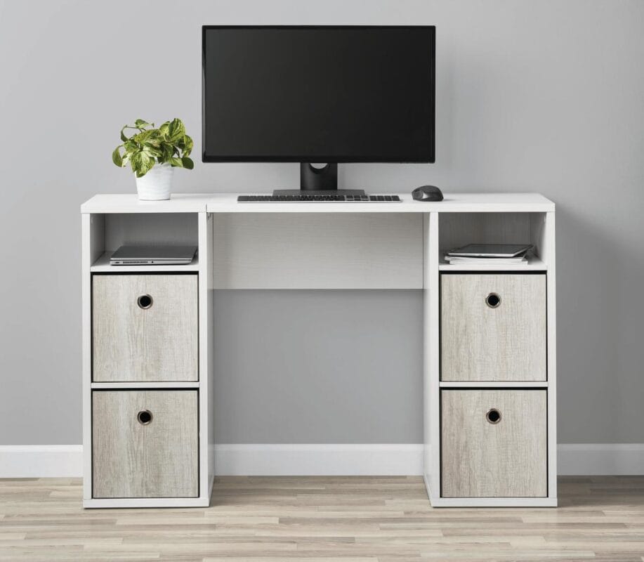 Mainstays 4-Cube Storage Desk, White Grain