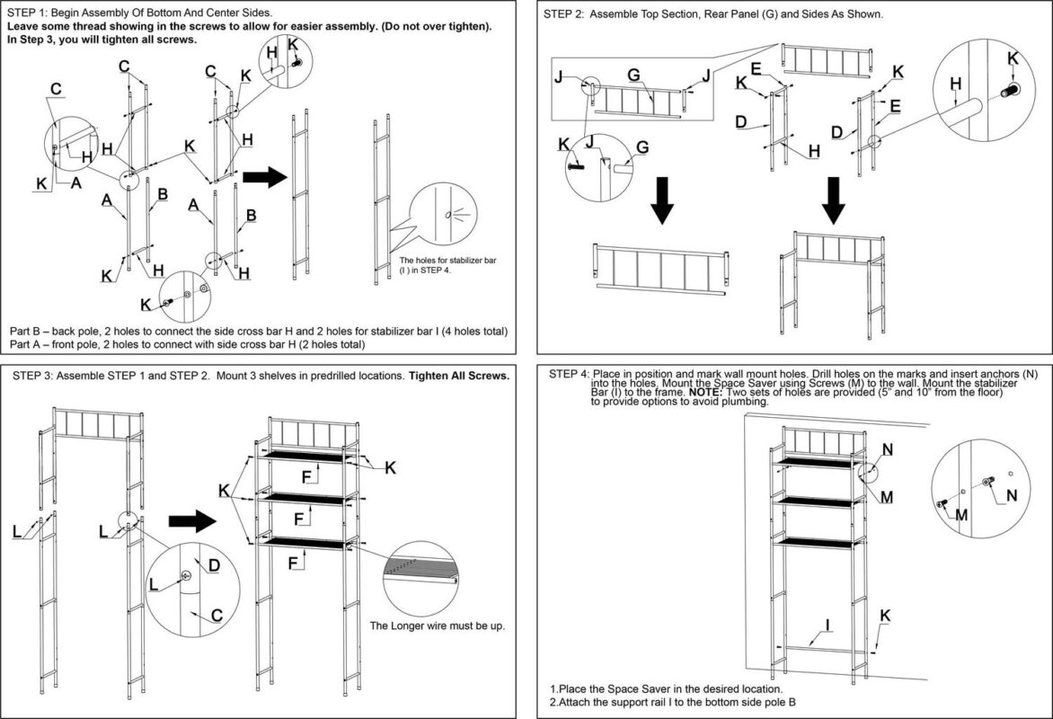 Mainstays 4 Piece Steel Satin Nickel Bath Shelves Set 15 lb Capacity per Shelf for Adult - Teen Ages - Image 20