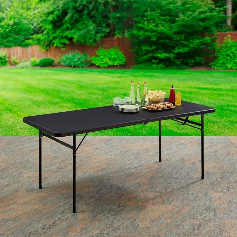 Mainstays 6 Foot Bi-Fold Plastic Folding Table, Black - Image 10