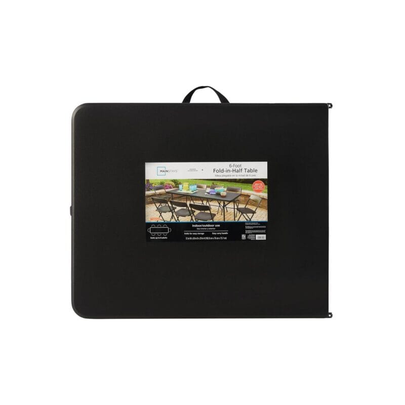 Mainstays 6 Foot Bi-Fold Plastic Folding Table, Black - Image 11