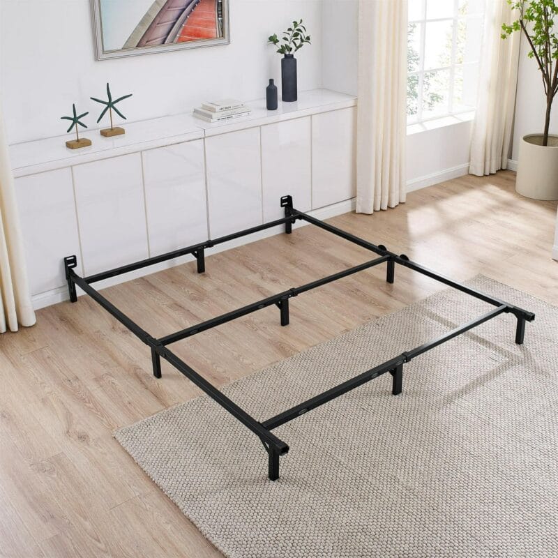 Mainstays 7  Twin/Full/Queen Size Adjustable Metal Bed Frame, Black, Box Spring Required