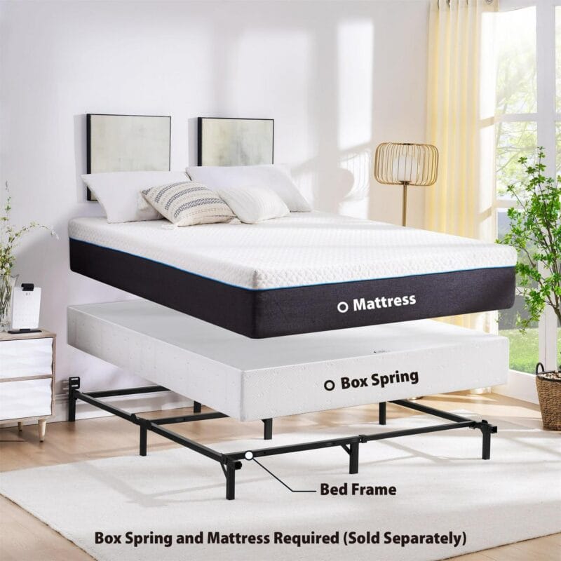 Mainstays 7  Twin/Full/Queen Size Adjustable Metal Bed Frame, Black, Box Spring Required - Image 3