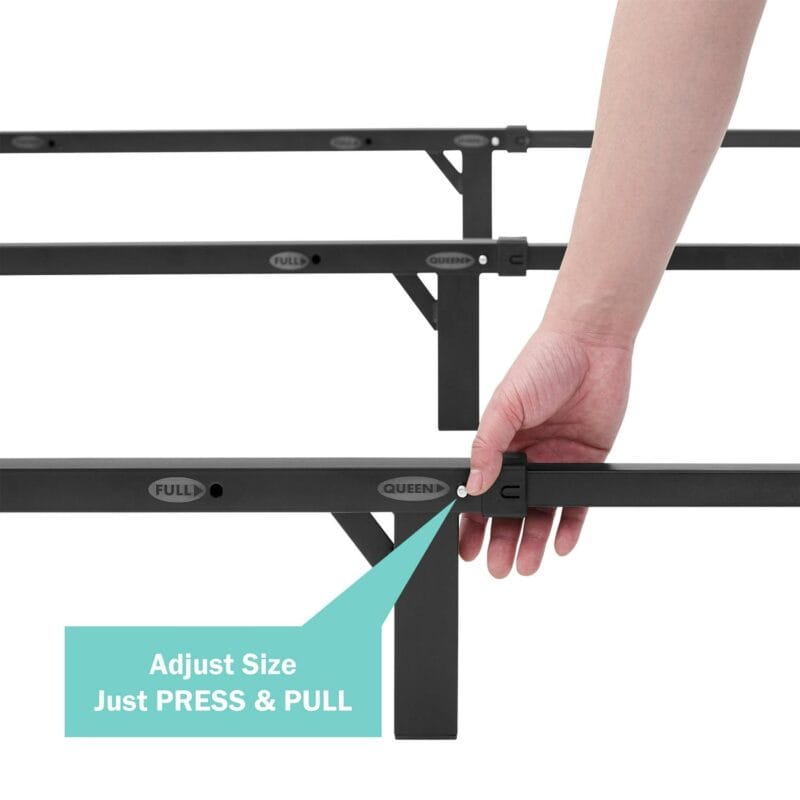 Mainstays 7  Twin/Full/Queen Size Adjustable Metal Bed Frame, Black, Box Spring Required - Image 11
