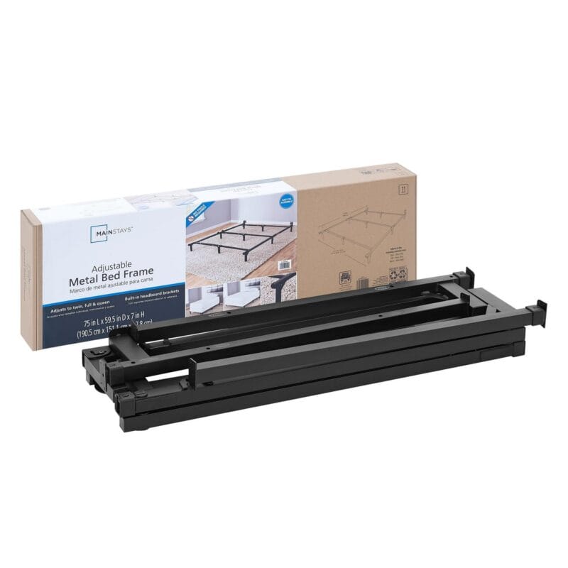 Mainstays 7  Twin/Full/Queen Size Adjustable Metal Bed Frame, Black, Box Spring Required - Image 14