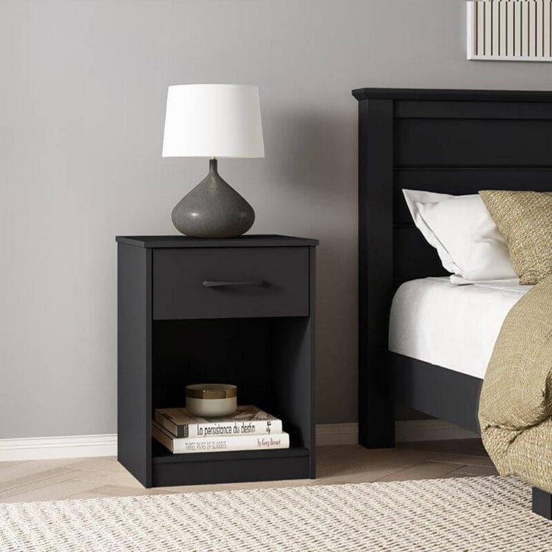 Mainstays Ardent Nightstand with 1 Drawer, Black - Image 3