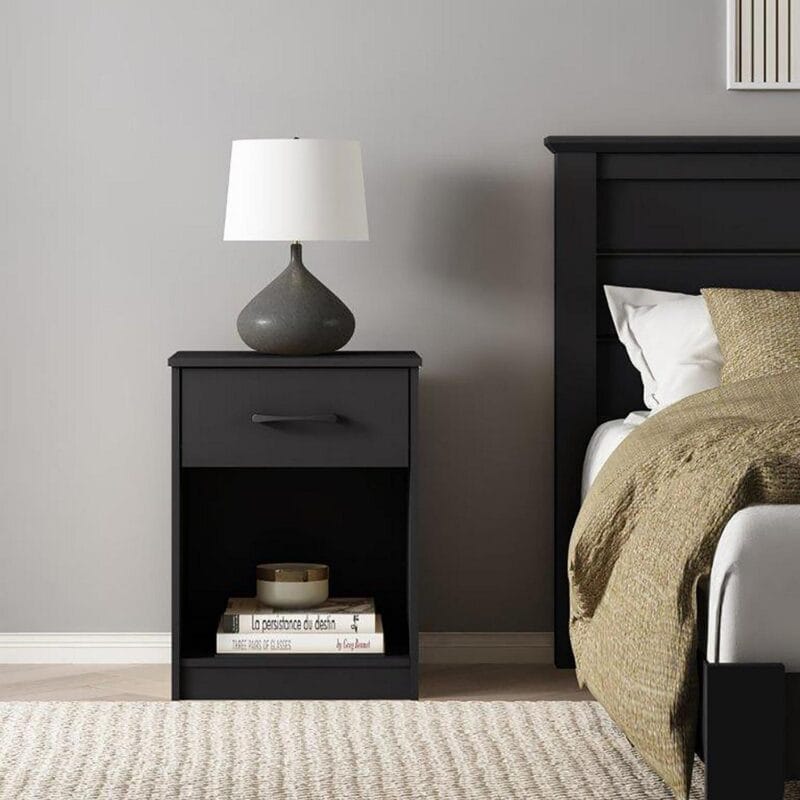 Mainstays Ardent Nightstand with 1 Drawer, Black - Image 11