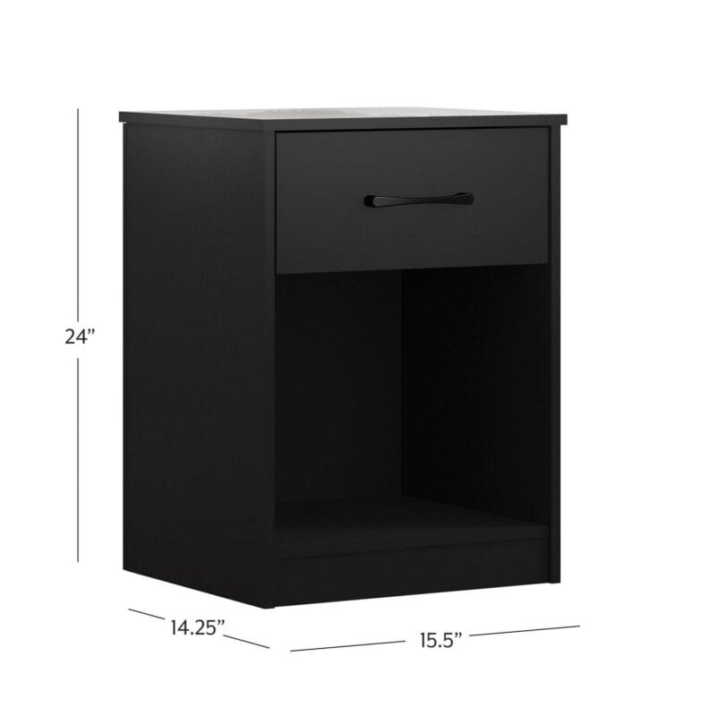 Mainstays Ardent Nightstand with 1 Drawer, Black - Image 8