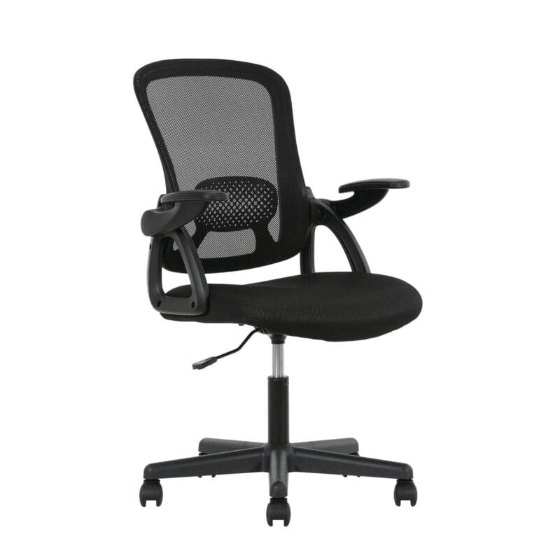 Mainstays Ergonomic Mesh Back Task Office Chair with Flip-up Arms, Black Fabric, 275 lb - Image 2