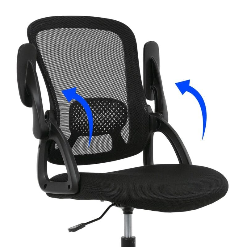 Mainstays Ergonomic Mesh Back Task Office Chair with Flip-up Arms, Black Fabric, 275 lb - Image 3