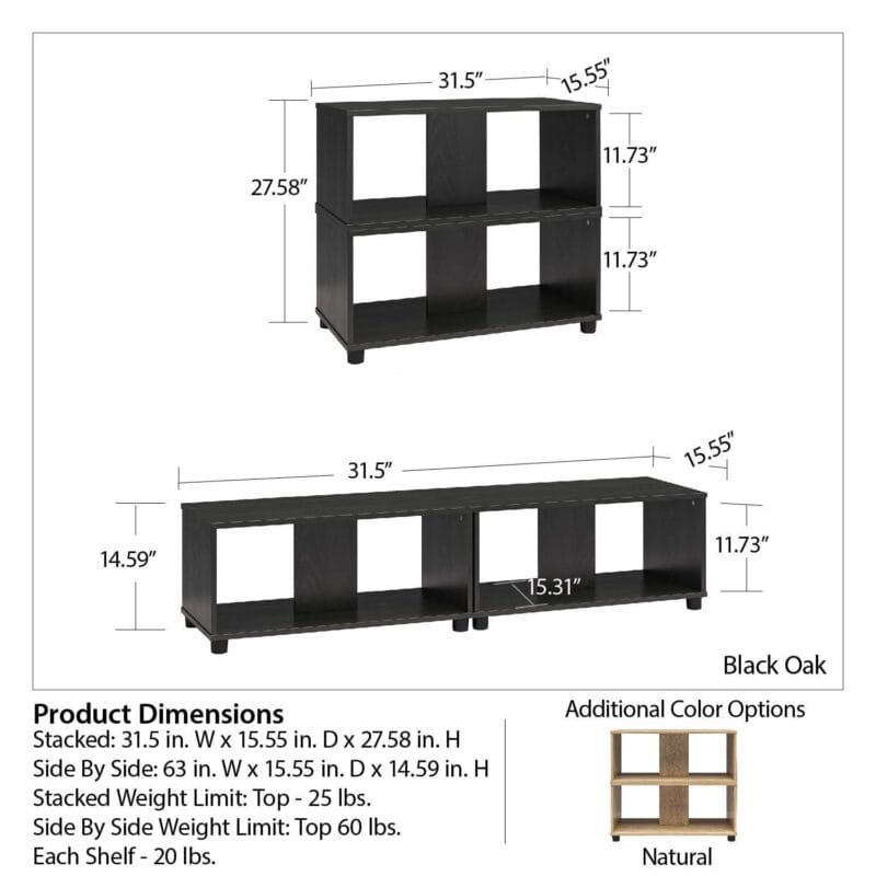 Mainstays Expandable Side by Side or Stacking TV Stand for TVs up to 70 inches, Black Oak - Image 19
