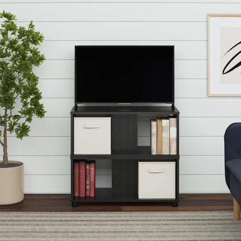 Mainstays Expandable Side by Side or Stacking TV Stand for TVs up to 70 inches, Black Oak - Image 4