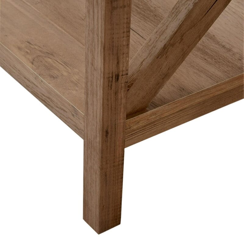 Mainstays Farmhouse Square Side Table with Storage, Rustic Weathered Oak - Image 5