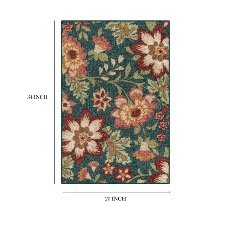 Mainstays Farmhouse Oversized Floral Teal Indoor Accent Rug, 1'8 x2'10 - Image 9
