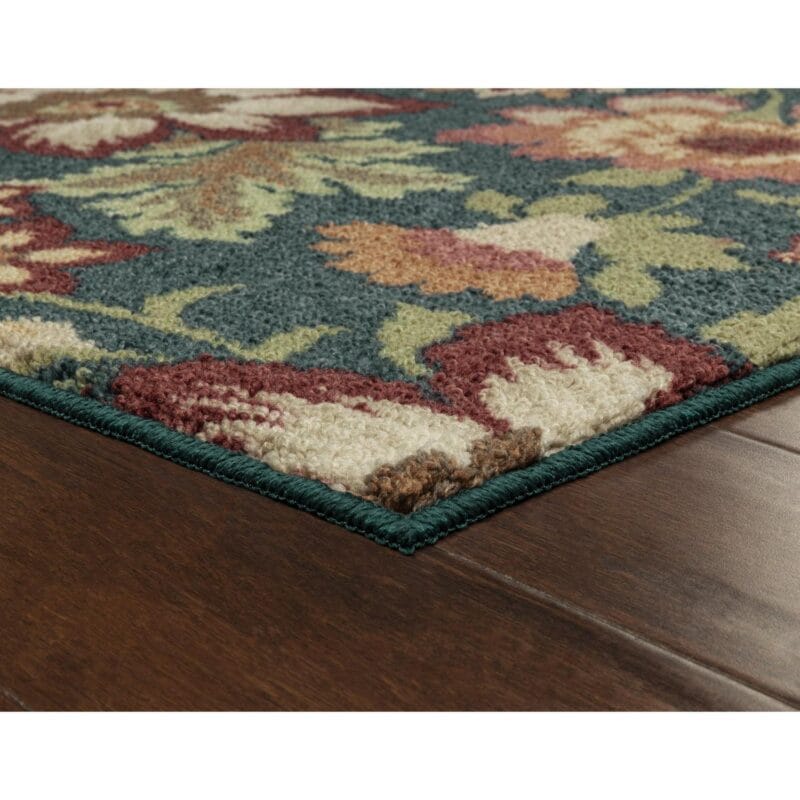 Mainstays Farmhouse Oversized Floral Teal Indoor Accent Rug, 1'8 x2'10 - Image 6