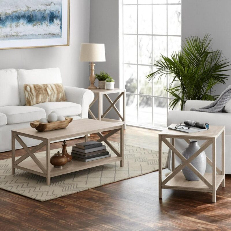 Mainstays Farmhouse Rectangle Coffee Table, Rustic Weathered Oak - Image 8