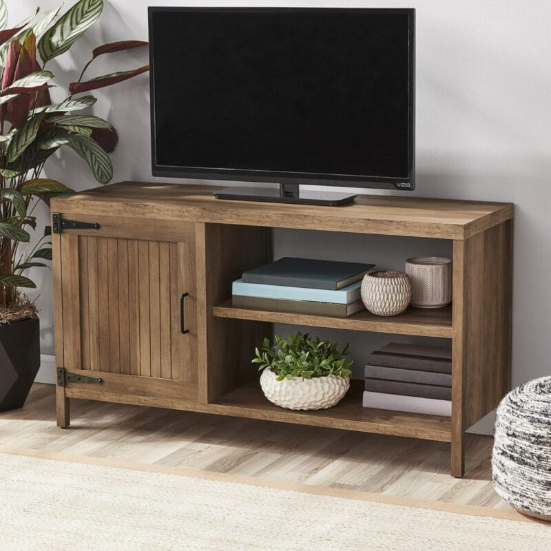Mainstays Farmhouse TV Stand for TVs up to 50 , Rustic Weathered Oak