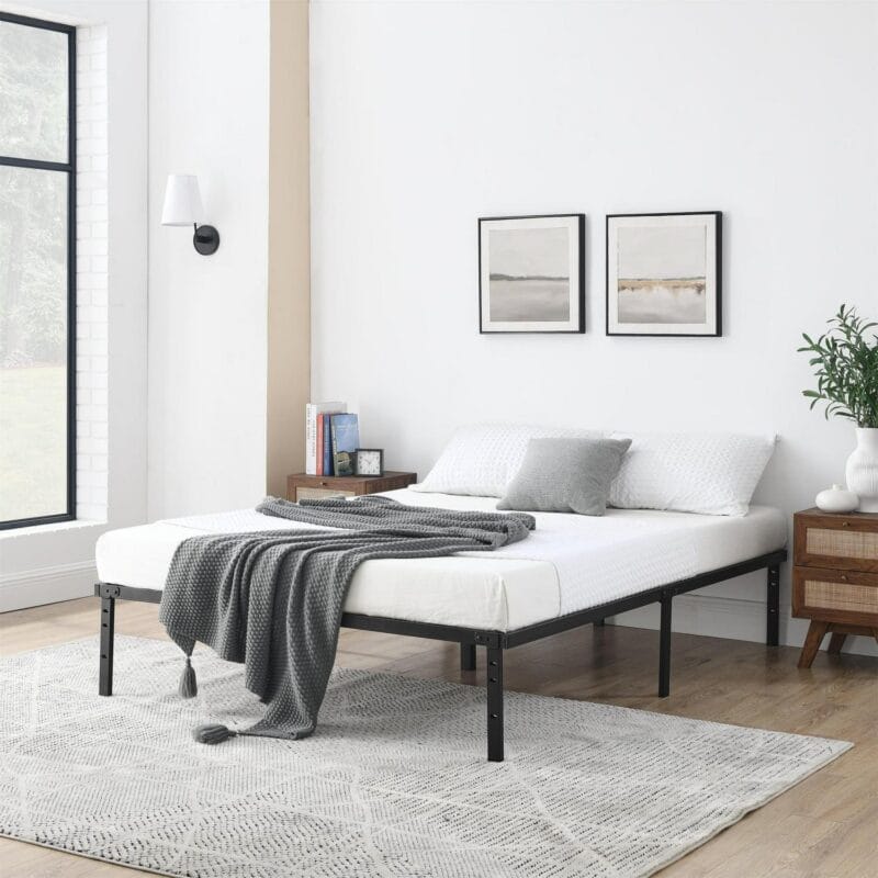 Mainstays Full 14  Heavy Duty Steel Slat Platform Bed Frame with Storage Space Under Frame, No Box Spring Required, Black - Image 2