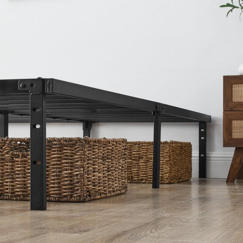 Mainstays Full 14  Heavy Duty Steel Slat Platform Bed Frame with Storage Space Under Frame, No Box Spring Required, Black - Image 4