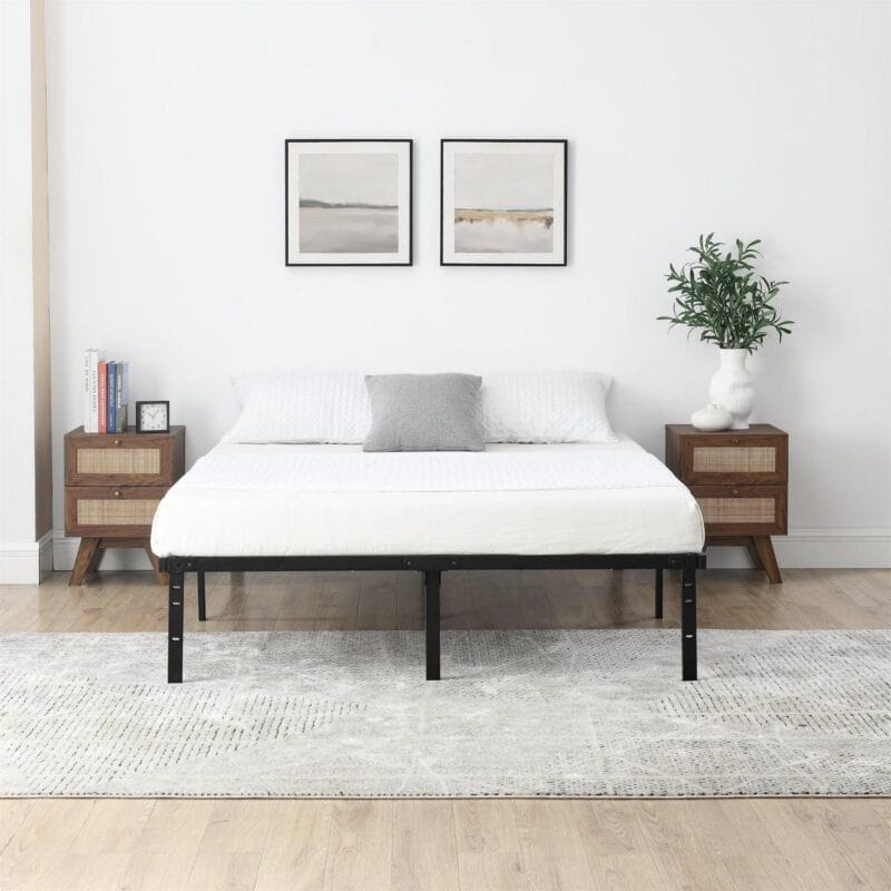 Mainstays Full 14  Heavy Duty Steel Slat Platform Bed Frame with Storage Space Under Frame, No Box Spring Required, Black - Image 7