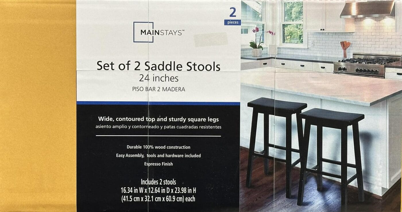 Mainstays Indoor Counter Height Backless Saddle Wood Stool Set of 2 In Black. - Image 5