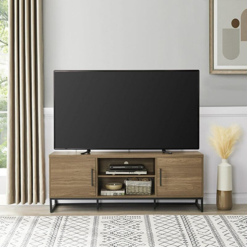 Mainstays Industrial TV Stand for TVs up to 70 , Canyon Walnut Finish - Image 9