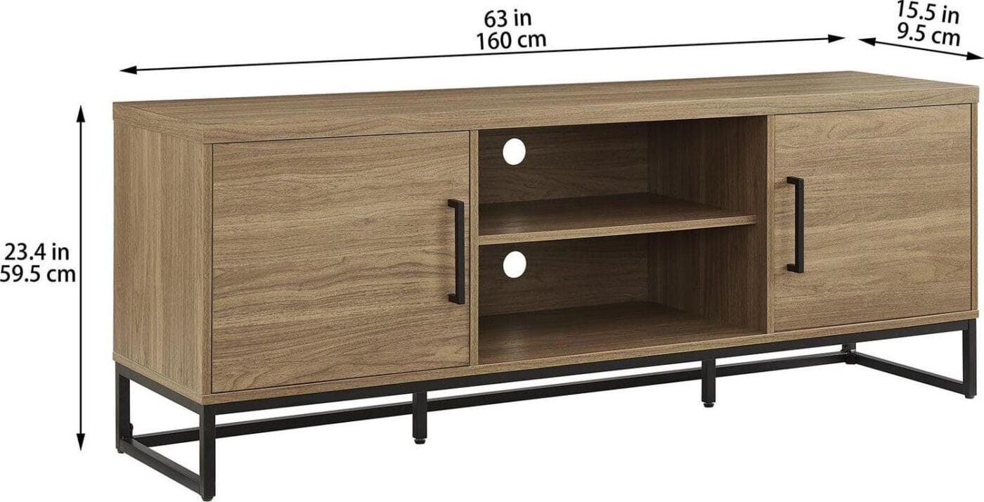 Mainstays Industrial TV Stand for TVs up to 70 , Canyon Walnut Finish - Image 5