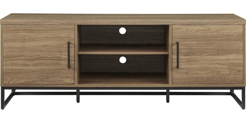 Mainstays Industrial TV Stand for TVs up to 70 , Canyon Walnut Finish - Image 3