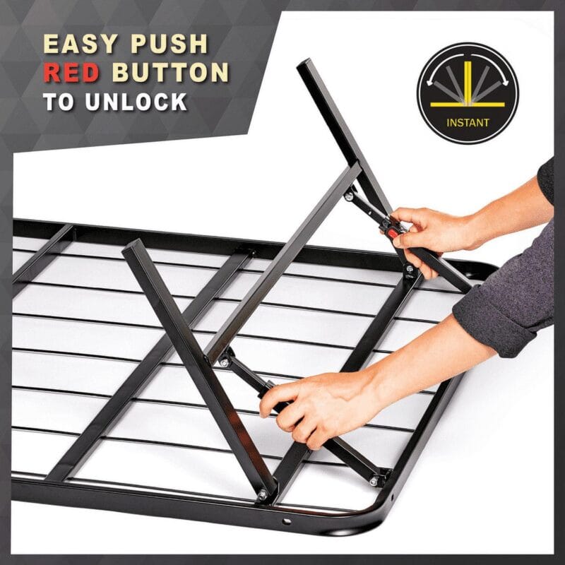 Mainstays Queen 14  High Profile Foldable Steel Platform Bed Frame with Storage Space Under Frame, No Box Spring Required, Black - Image 12