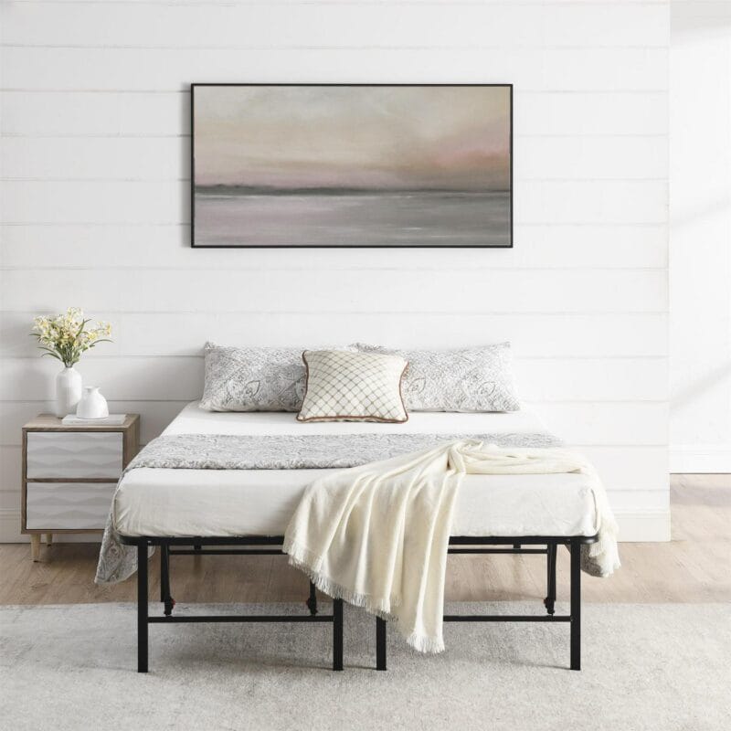 Mainstays Queen 18  High Profile Foldable Steel Platform Bed Frame with Storage Space Under Frame, No Box Spring Required, Black - Image 5
