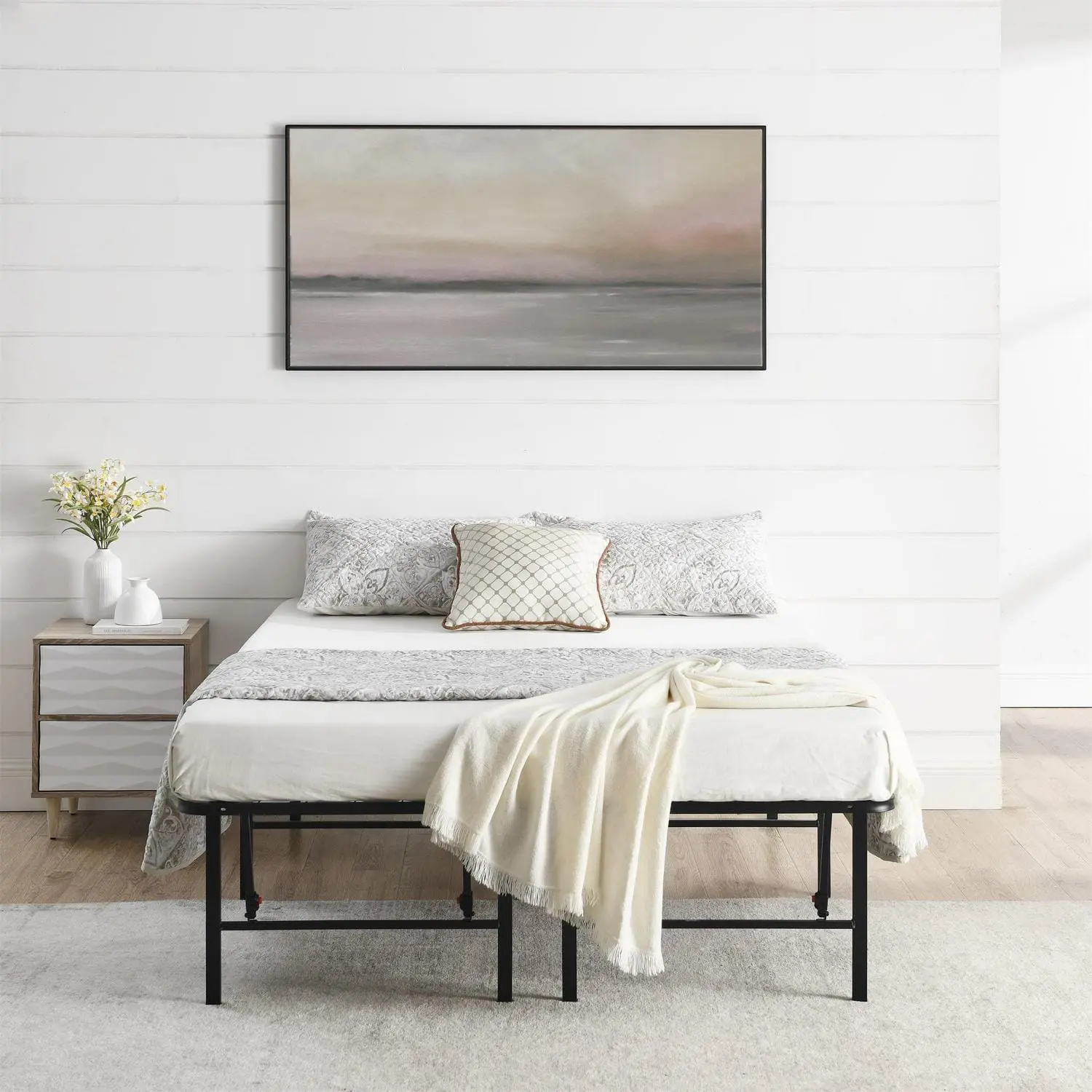 Mainstays Queen 18 High Profile Foldable Steel Platform Bed Frame with Storage Space Under Frame, No Box Spring Required, Black 5 Mainstays Queen 18  High Profile Foldable Steel Platform Bed Frame with Storage Space Under Frame, No Box Spring Required, Black - Image 5