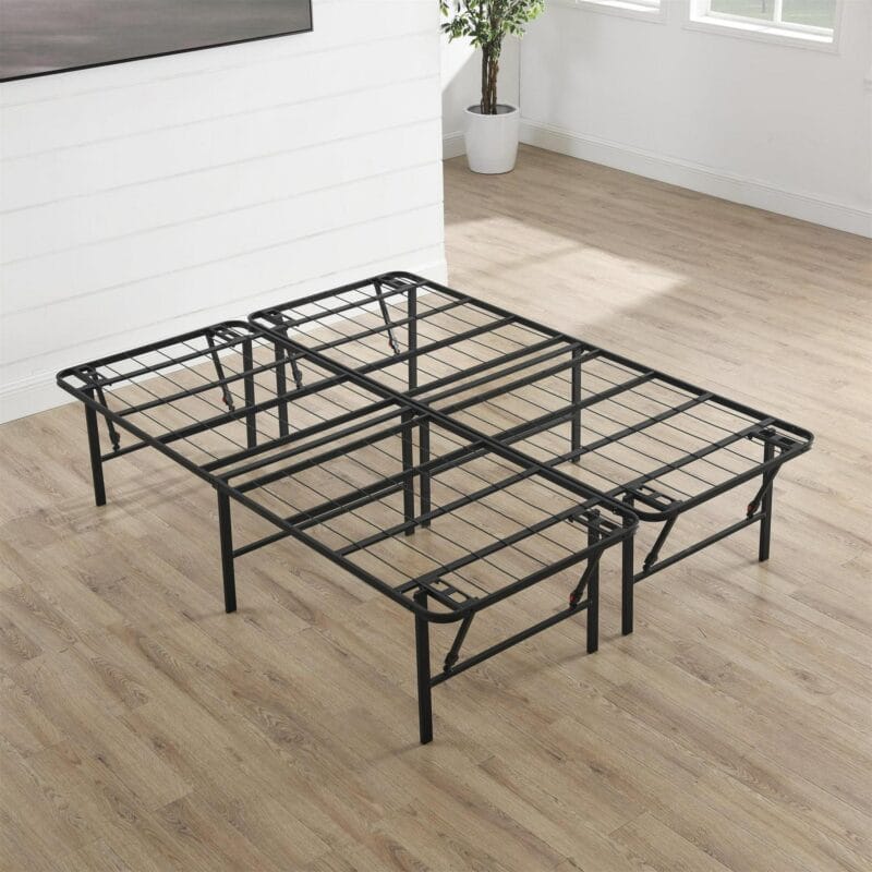 Mainstays Queen 18  High Profile Foldable Steel Platform Bed Frame with Storage Space Under Frame, No Box Spring Required, Black - Image 6