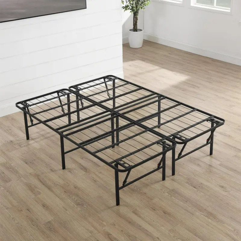 Mainstays Queen 18  High Profile Foldable Steel Platform Bed Frame with Storage Space Under Frame, No Box Spring Required, Black - Image 6