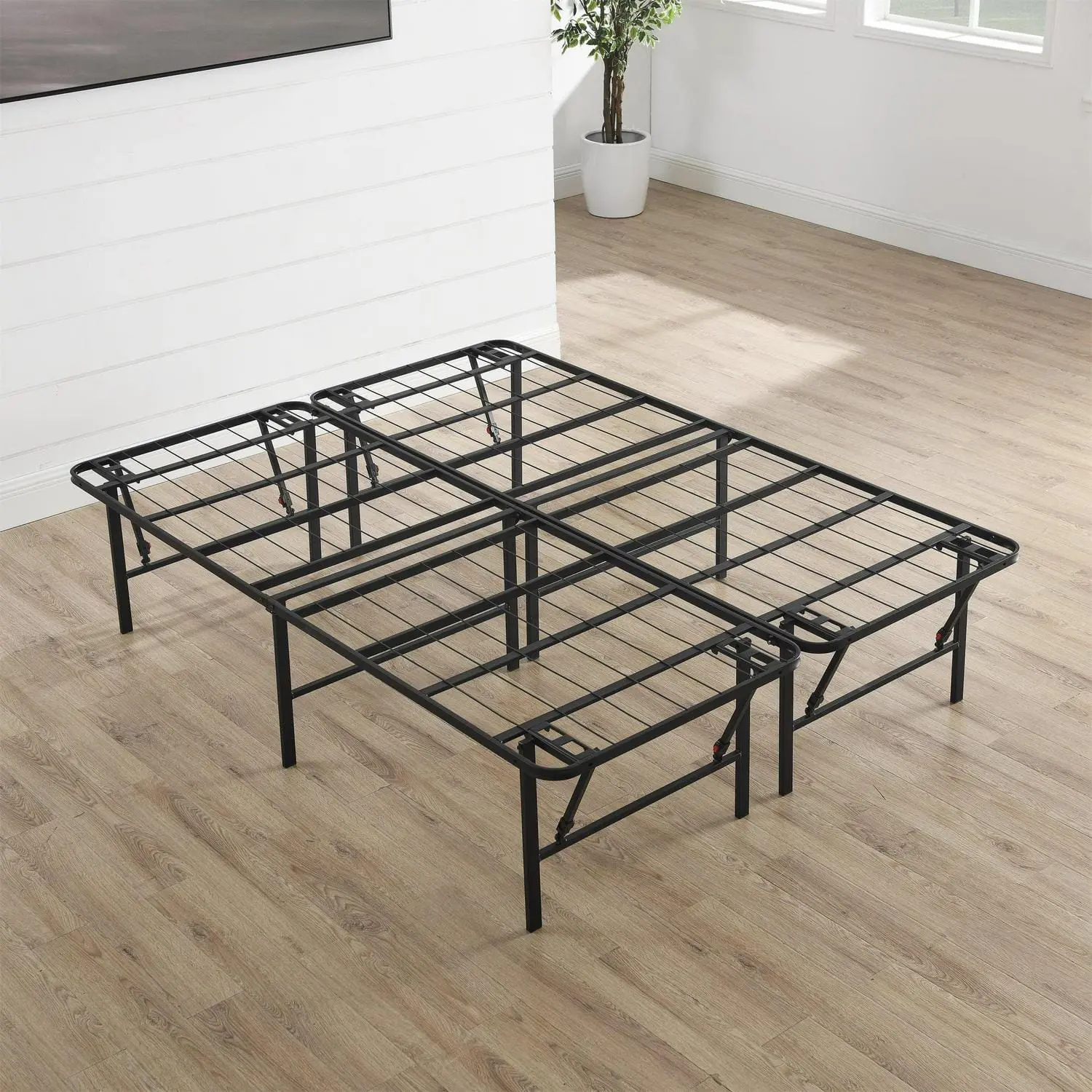 Mainstays Queen 18 High Profile Foldable Steel Platform Bed Frame with Storage Space Under Frame, No Box Spring Required, Black 6 Mainstays Queen 18  High Profile Foldable Steel Platform Bed Frame with Storage Space Under Frame, No Box Spring Required, Black - Image 6