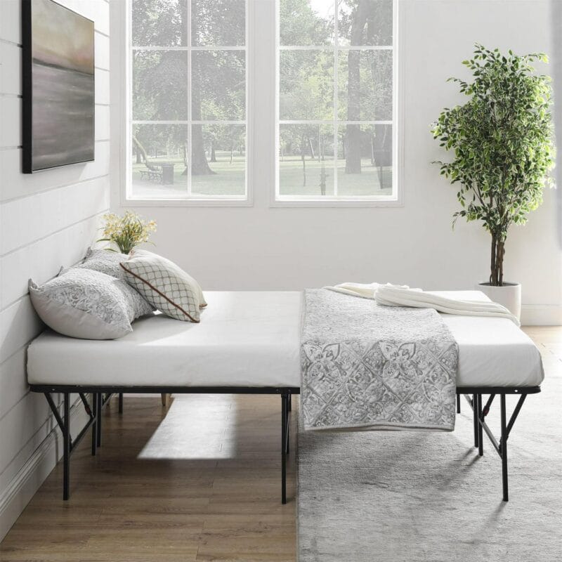 Mainstays Queen 18  High Profile Foldable Steel Platform Bed Frame with Storage Space Under Frame, No Box Spring Required, Black - Image 3