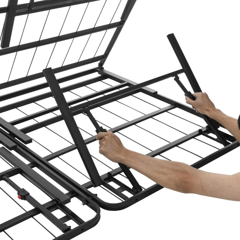 Mainstays Queen 18  High Profile Foldable Steel Platform Bed Frame with Storage Space Under Frame, No Box Spring Required, Black - Image 14