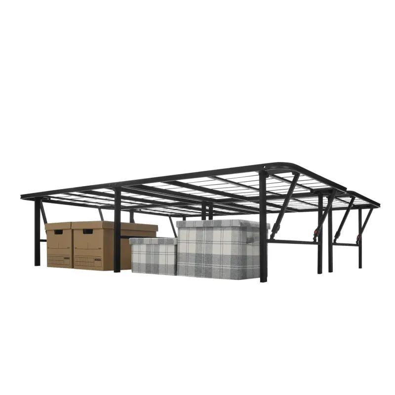 Mainstays Queen 18  High Profile Foldable Steel Platform Bed Frame with Storage Space Under Frame, No Box Spring Required, Black - Image 12