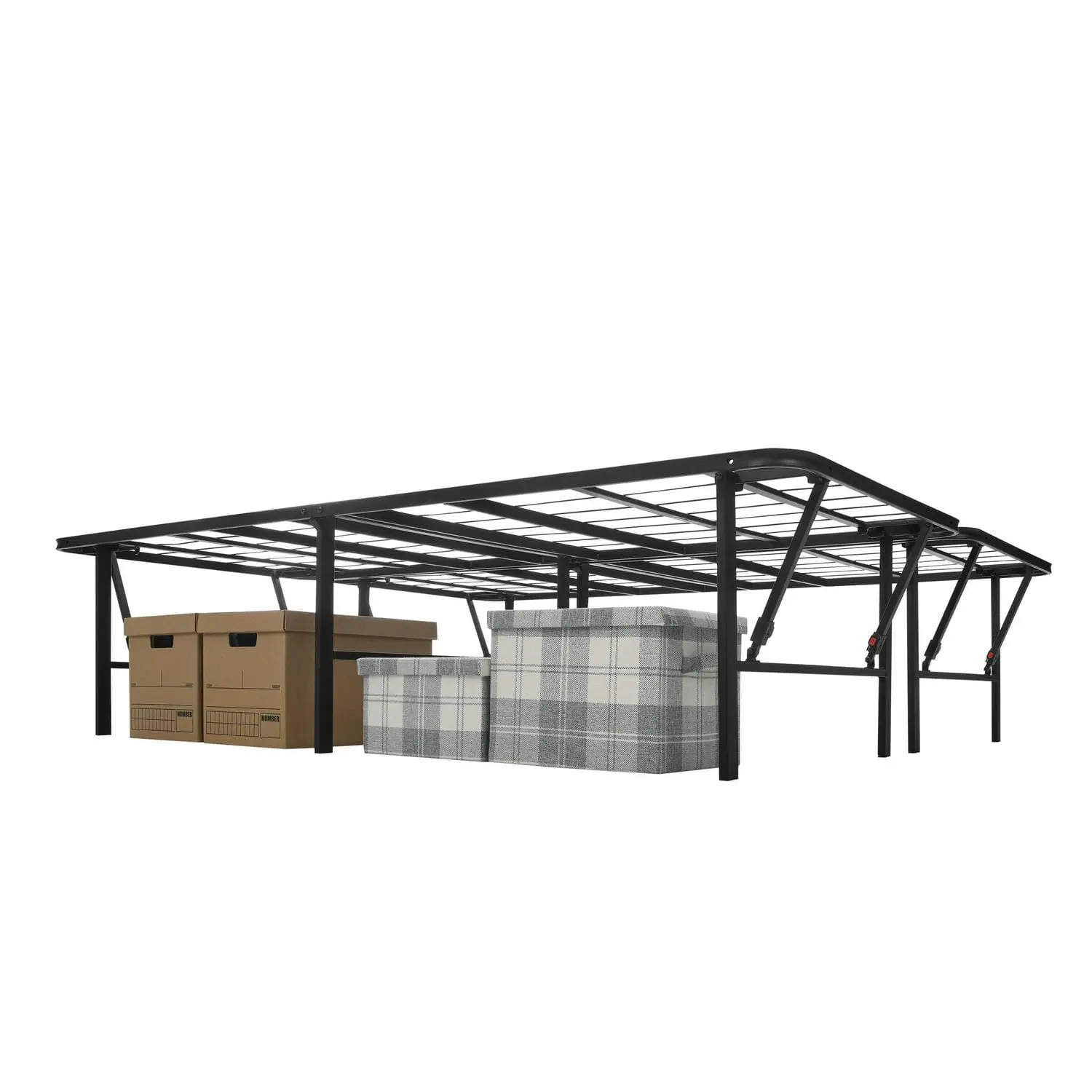 Mainstays Queen 18 High Profile Foldable Steel Platform Bed Frame with Storage Space Under Frame, No Box Spring Required, Black 12 Mainstays Queen 18  High Profile Foldable Steel Platform Bed Frame with Storage Space Under Frame, No Box Spring Required, Black - Image 12