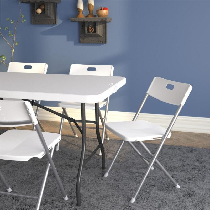 Mainstays Resin Seat and Back Folding Chair, White, 4-Pack - Image 5