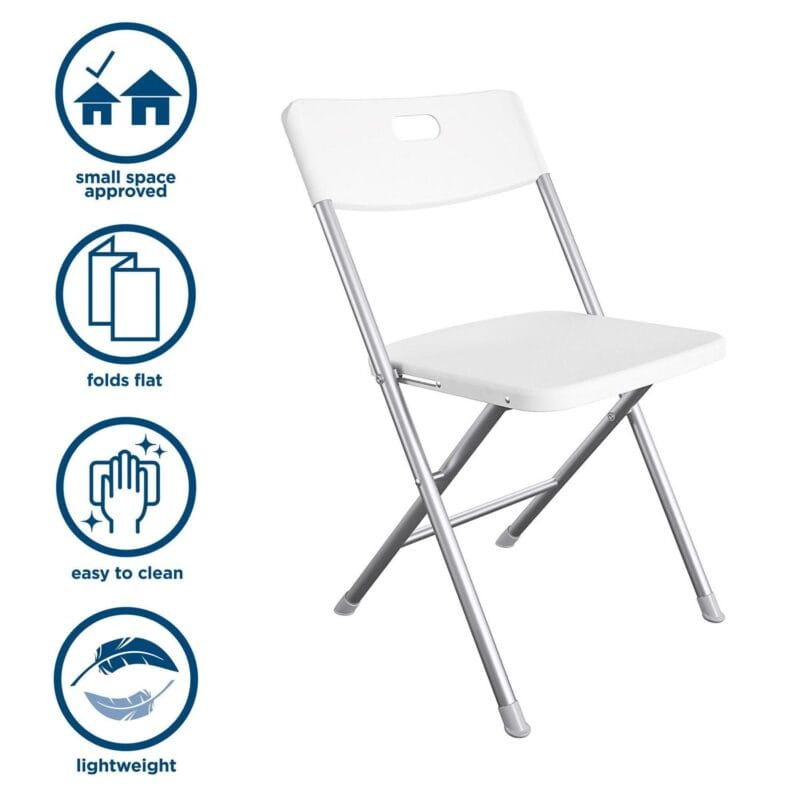 Mainstays Resin Seat and Back Folding Chair, White, 4-Pack - Image 4