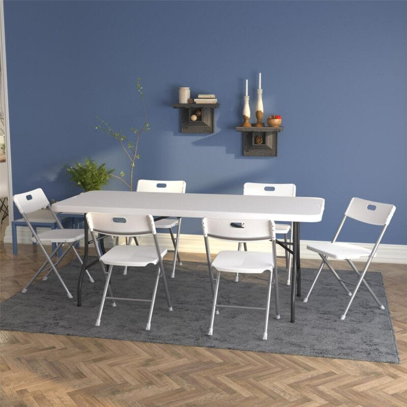Mainstays Resin Seat and Back Folding Chair, White, 4-Pack - Image 7