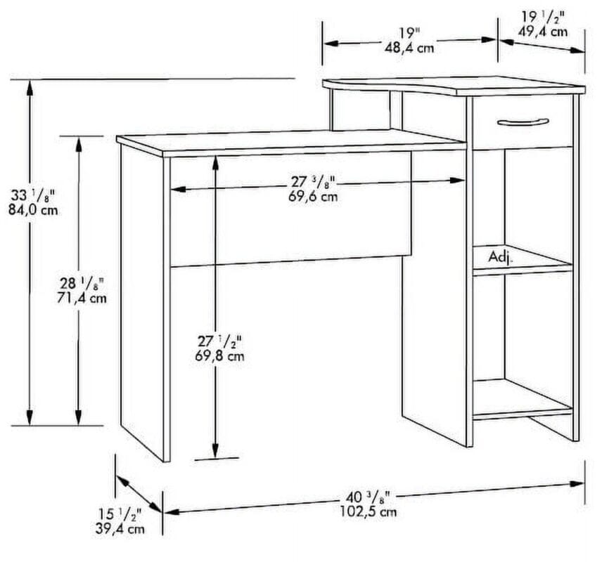 Mainstays Student Desk with Easy-glide Drawer, Blackwood Finish - Image 3