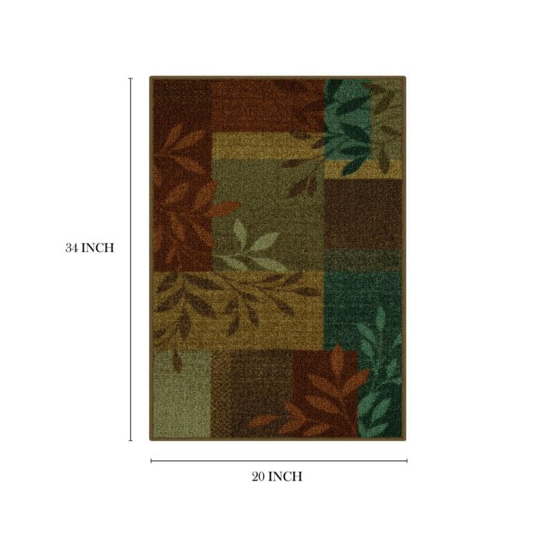 Mainstays Traditional Leaf Block Multicolor Print Indoor Accent Rug, 1'8 x2'10 ' - Image 9