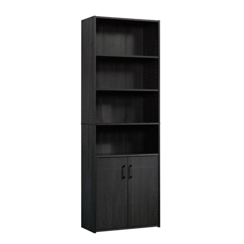 Mainstays Traditional 5 Shelf Bookcase with Doors, Black Finish - Image 5