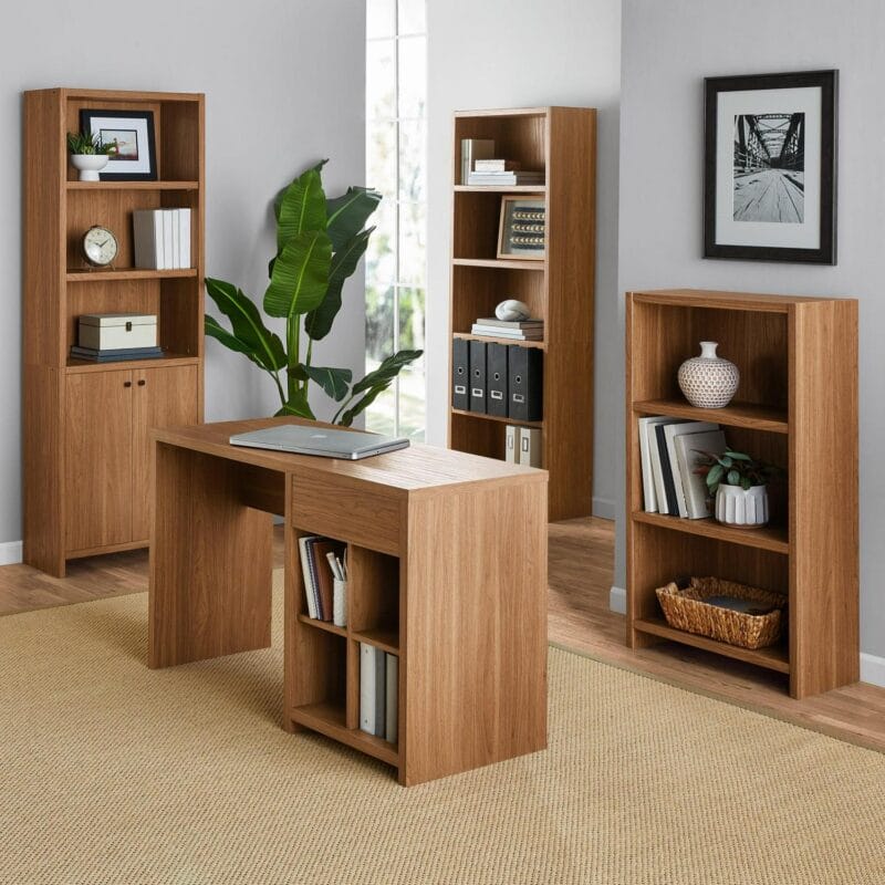 Mainstays Westley 3 Shelf Bookcase, Warm Walnut Finish - Image 2