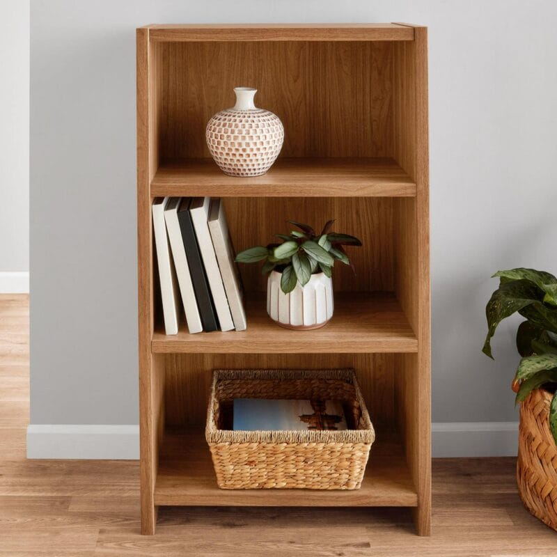 Mainstays Westley 3 Shelf Bookcase, Warm Walnut Finish
